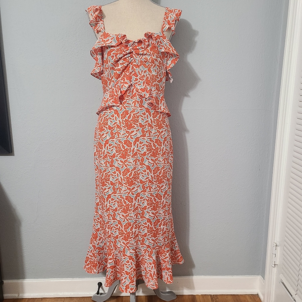 Lucy Paris Ruffled‎ Floral Midi Dress Size Medium